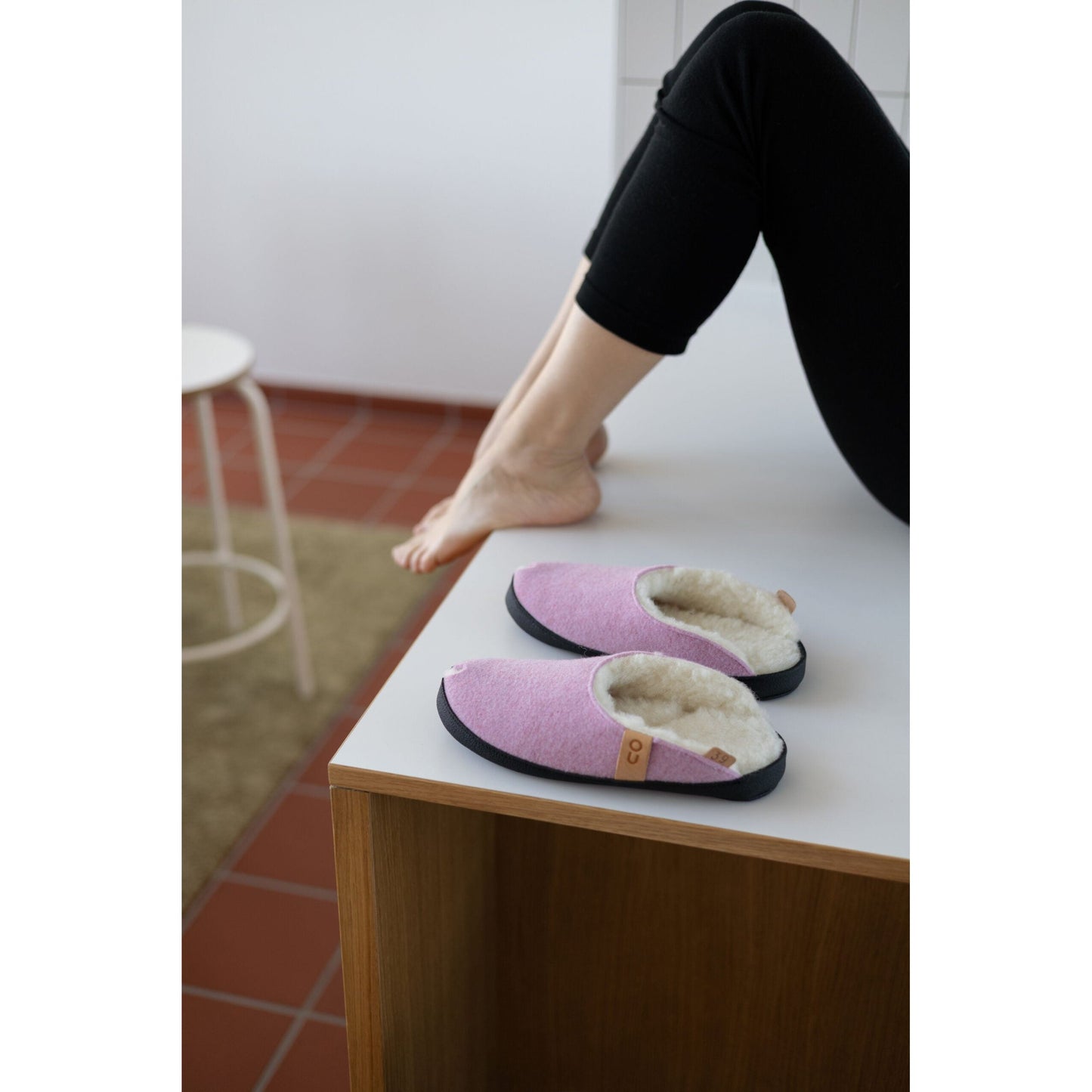 TOKU Brussels Slippers with Lambswool - Light Pink