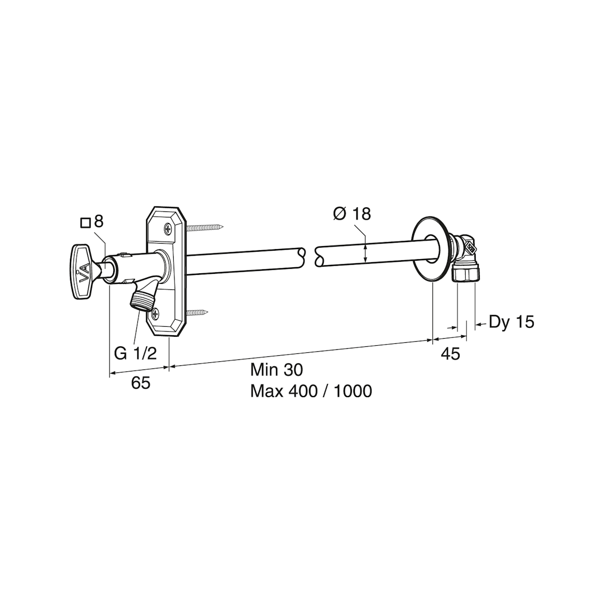 VESIPOSTIVENTTIILI GUSTAVSBERG VESIPOSTI 1000MM IRTO AVAIN