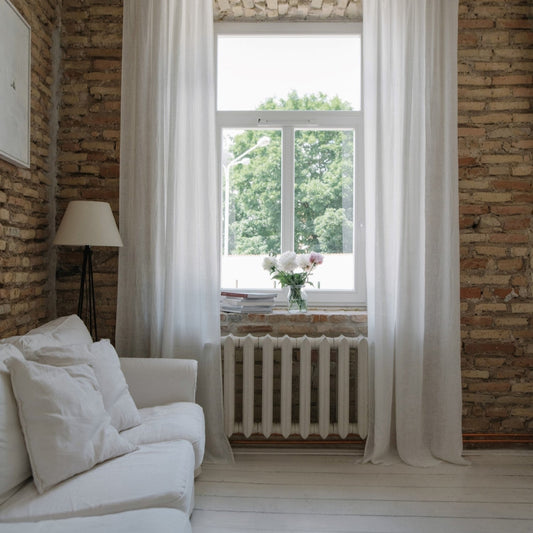 Pellavaverho (tankoon) - Valkoinen- 2 kpl Setti - Linen Tales