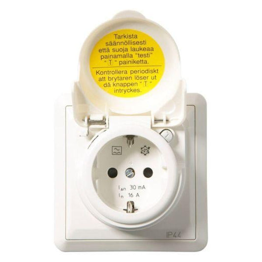 ELKO RS16 – Vikavirtapistorasia 16 A / 30 mA / IP44 – Valkoinen
