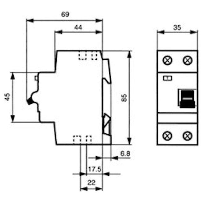 VIKAVIRTASUOJAKYTKIN ABB F202A 2x25A 30mA A-TYYPPI