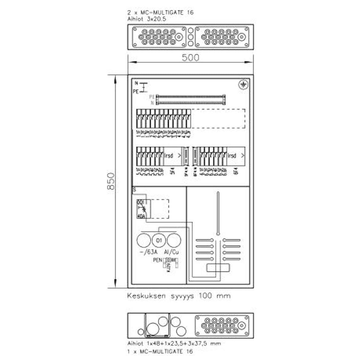 MITTAUSKESKUS UPPO/PI FE BOXER BOXER3424P63 V 35A IP30 FE