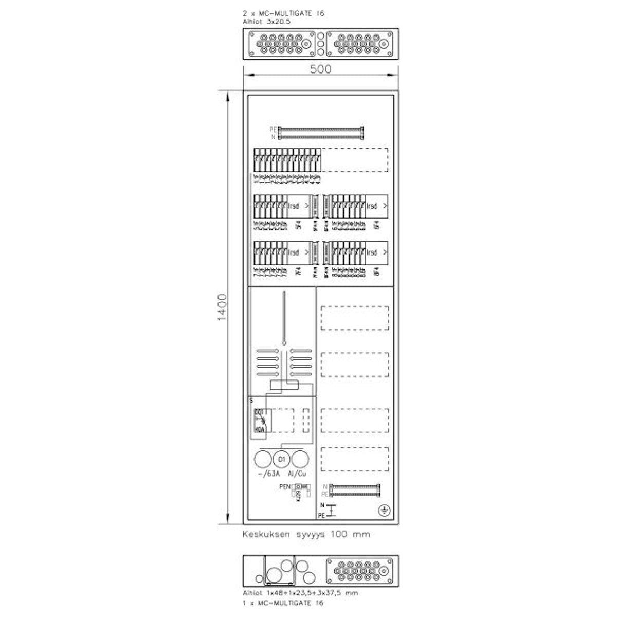 MITTAUSKESKUS UPPO/PI FE BOXER BOXER3436P63 V 35A IP30 FE