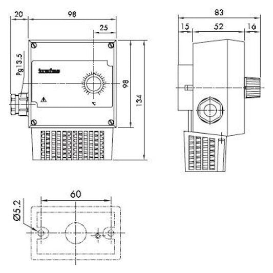 TERMOSTAATTI HUONE TRAFAG A260 0+60C VA.KOS. 2KPL IP54