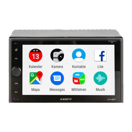 Xzent X-427 2-DIN multimediasoitin navigointi valmiudella