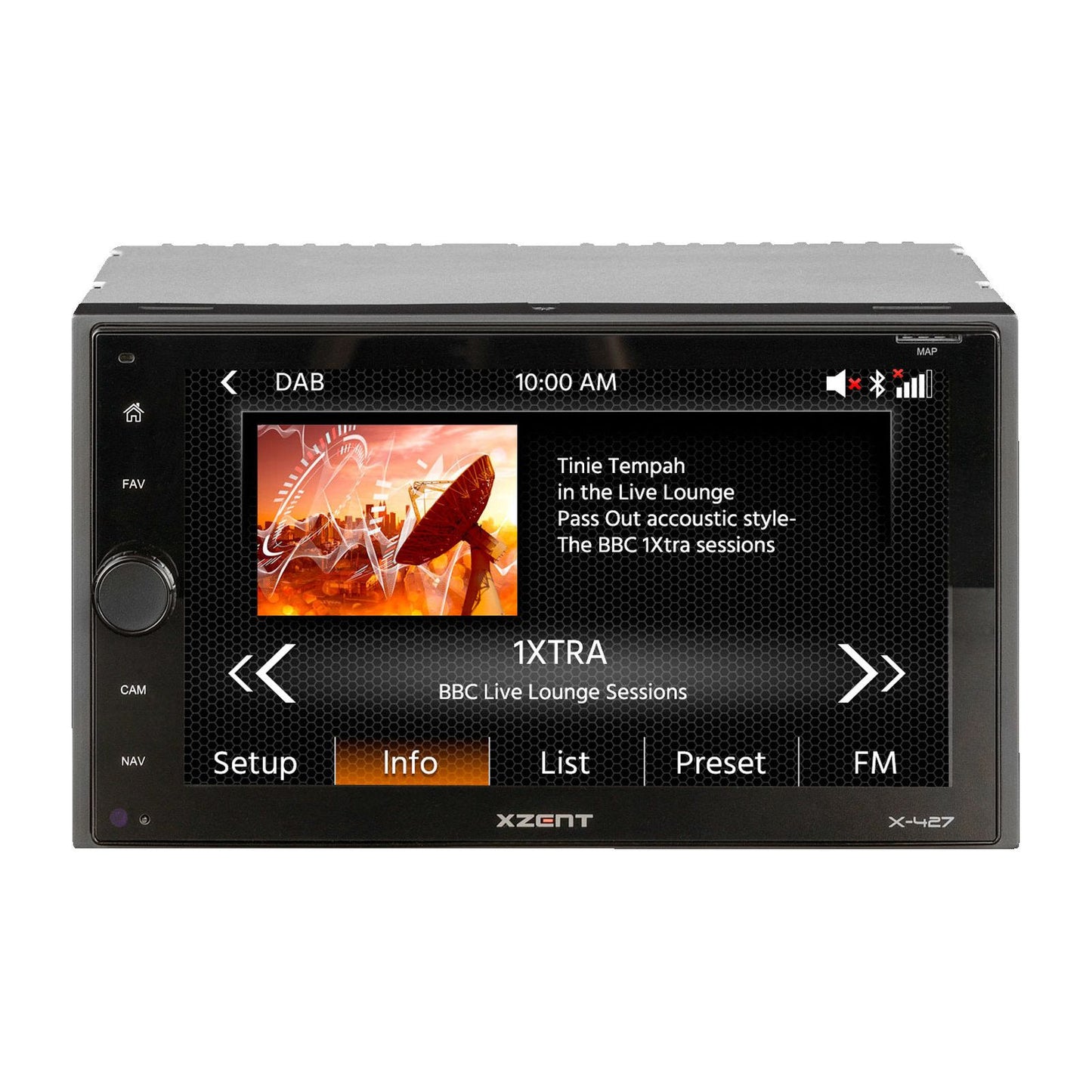 Xzent X-427 2-DIN multimediasoitin navigointi valmiudella