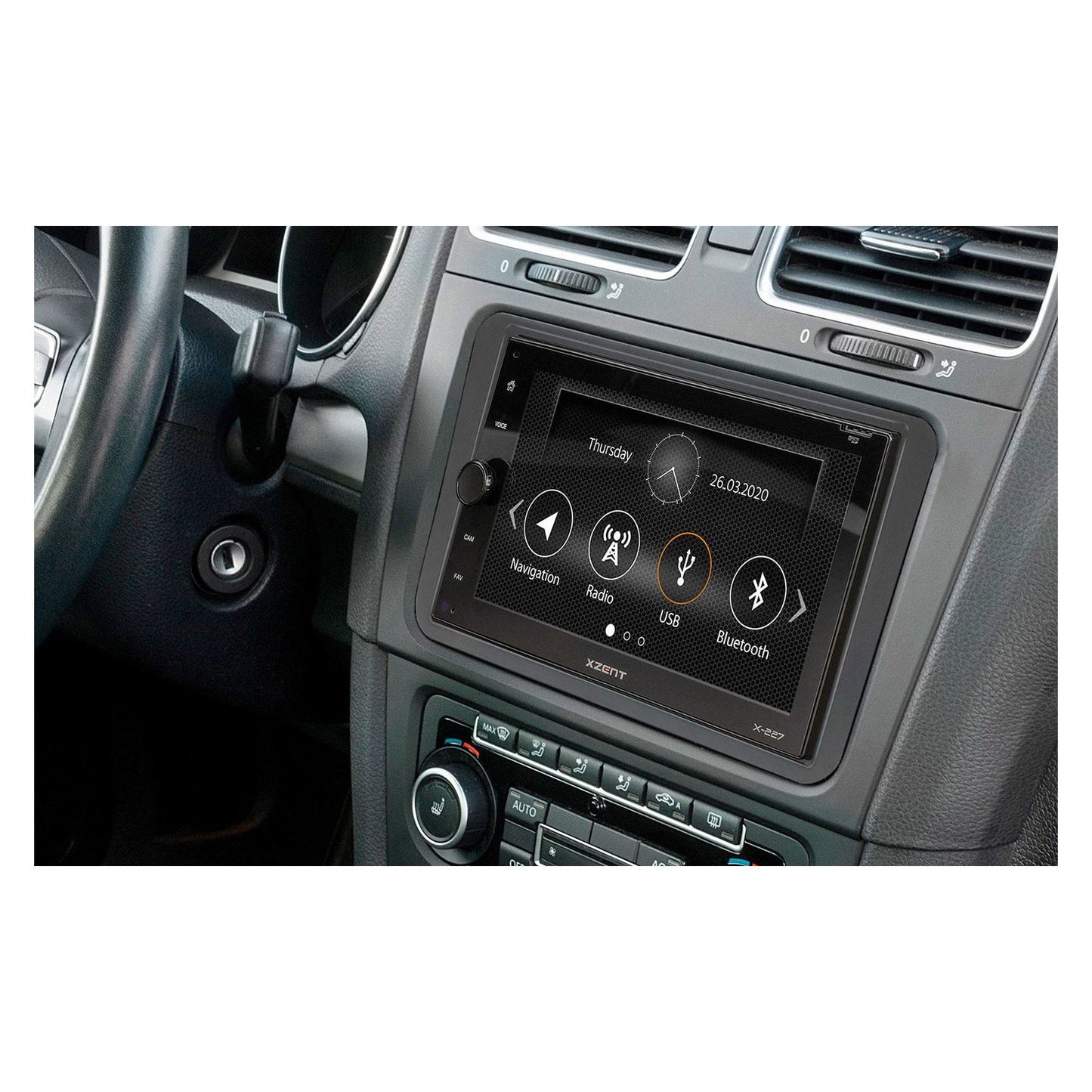 Xzent X-427 2-DIN multimediasoitin navigointi valmiudella