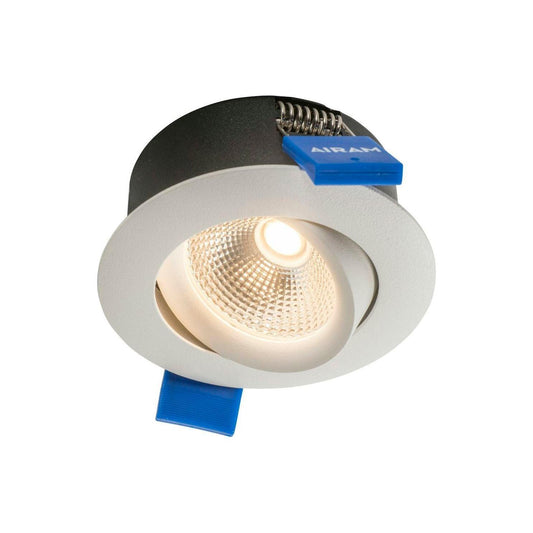 LED-alasvalo Airam Compact, Ø80x39mm, IP44, 5W/830, himmennettävä, suunnattava, valkoinen