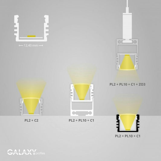 LED-PROFIILI GALAXY PL2 LED PINTA-AS.PROF.200cm MUSTA