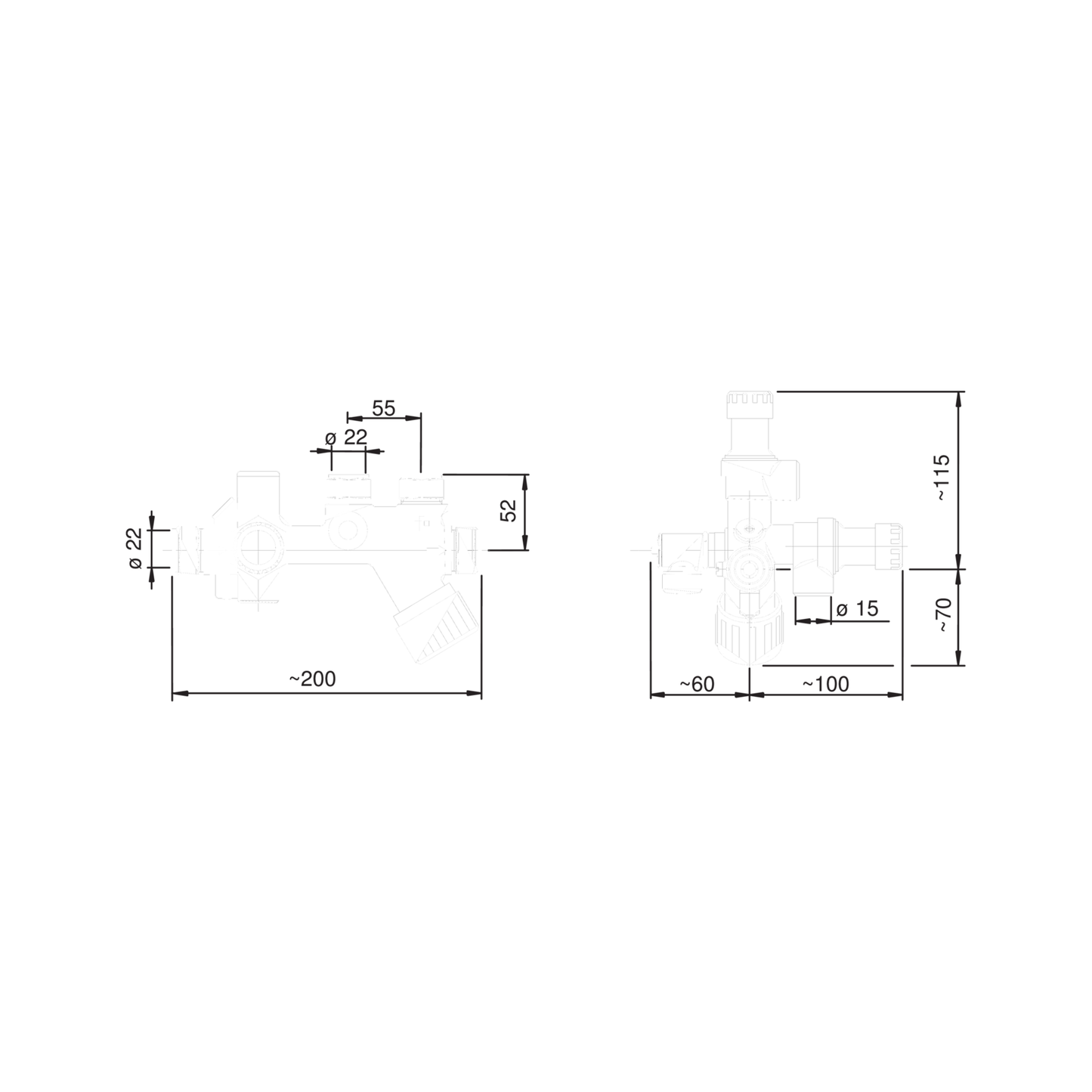 SYÖTTÖSEKOITUSVENTTIILI ORAS 420122 DN20 22mm