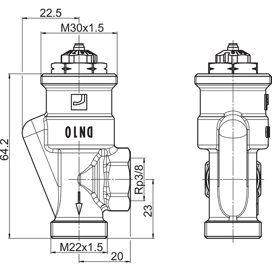 PATTERIVENTTIILI KULMA ORAS 443111 STABILA PRO 3/8 ULKOKULMA