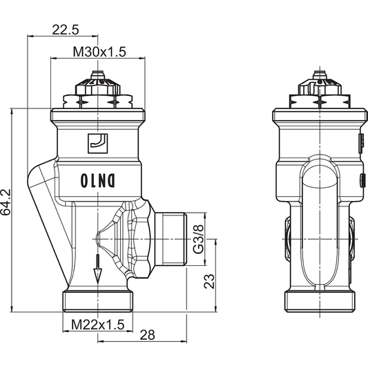 PATTERIVENTTIILI KULMA ORAS 443112 STABILA PRO 3/8 ULKO UK