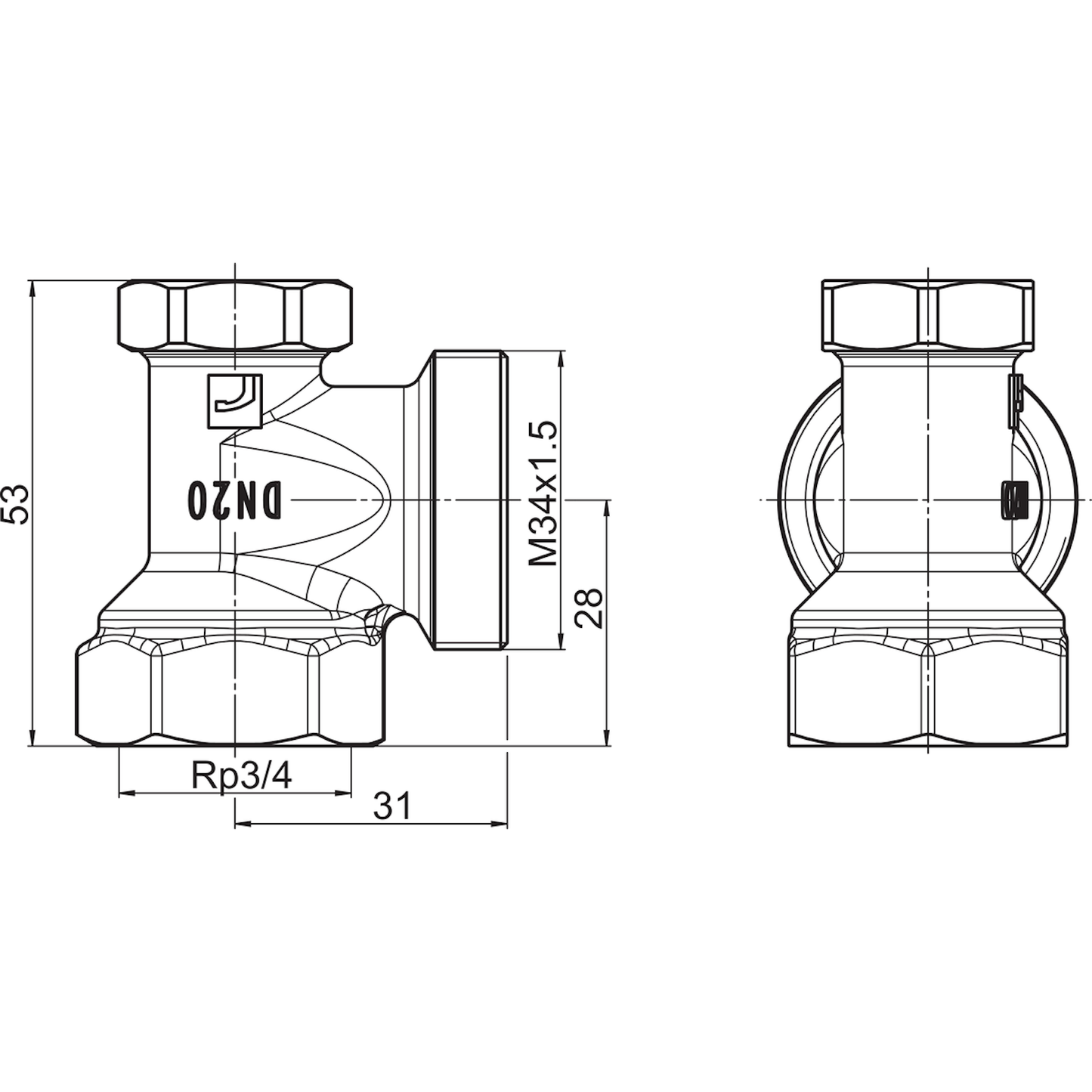 PALUUVENTTIILI KULMA ORAS 443620 STABILA PRO 3/4