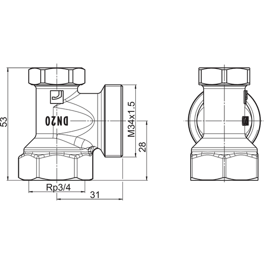 PALUUVENTTIILI KULMA ORAS 443620 STABILA PRO 3/4
