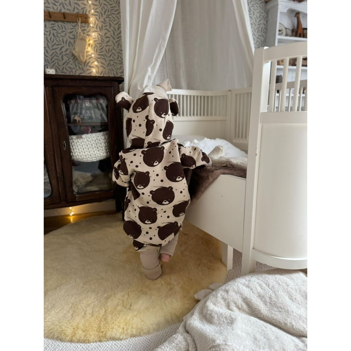 Eared Jumpsuit for Babies and Kids - Beige Bear