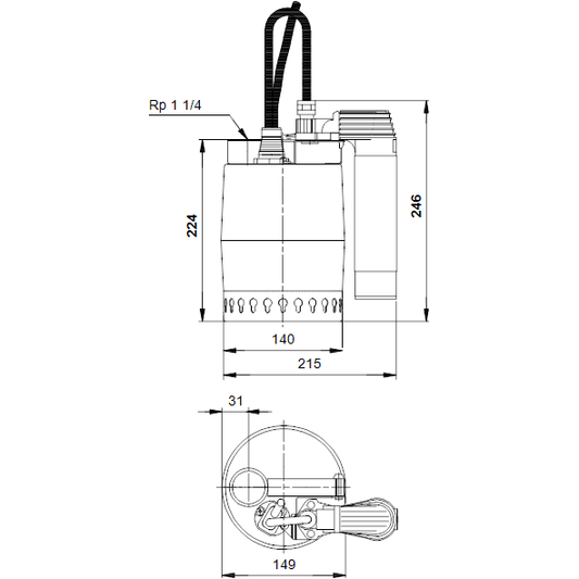 Uppopumppu Grundfos KP putkivipalla