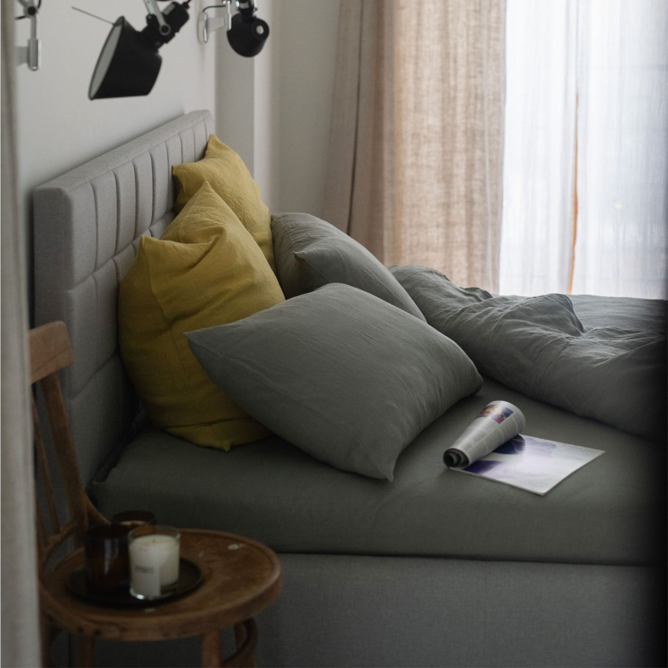 Pellavainen muotoonommeltu aluslakana Khaki (180x200x30 cm) - Linen Tales