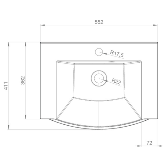 PESUALLAS POLARIA LAVAL 550 VALKOINEN 550x410mm
