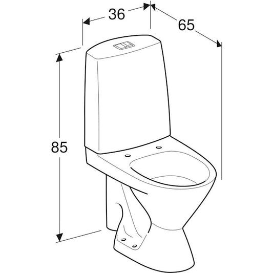 WC-istuin Ido Seven D 13 iso jalka kiinnitysrei'illä ilman istuinkantta 1-huuhtelu