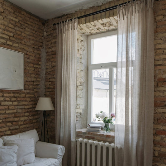 Pellavaverho (tankoon sidottavat) - Luonnonvärinen - 2 kpl Setti - Linen Tales