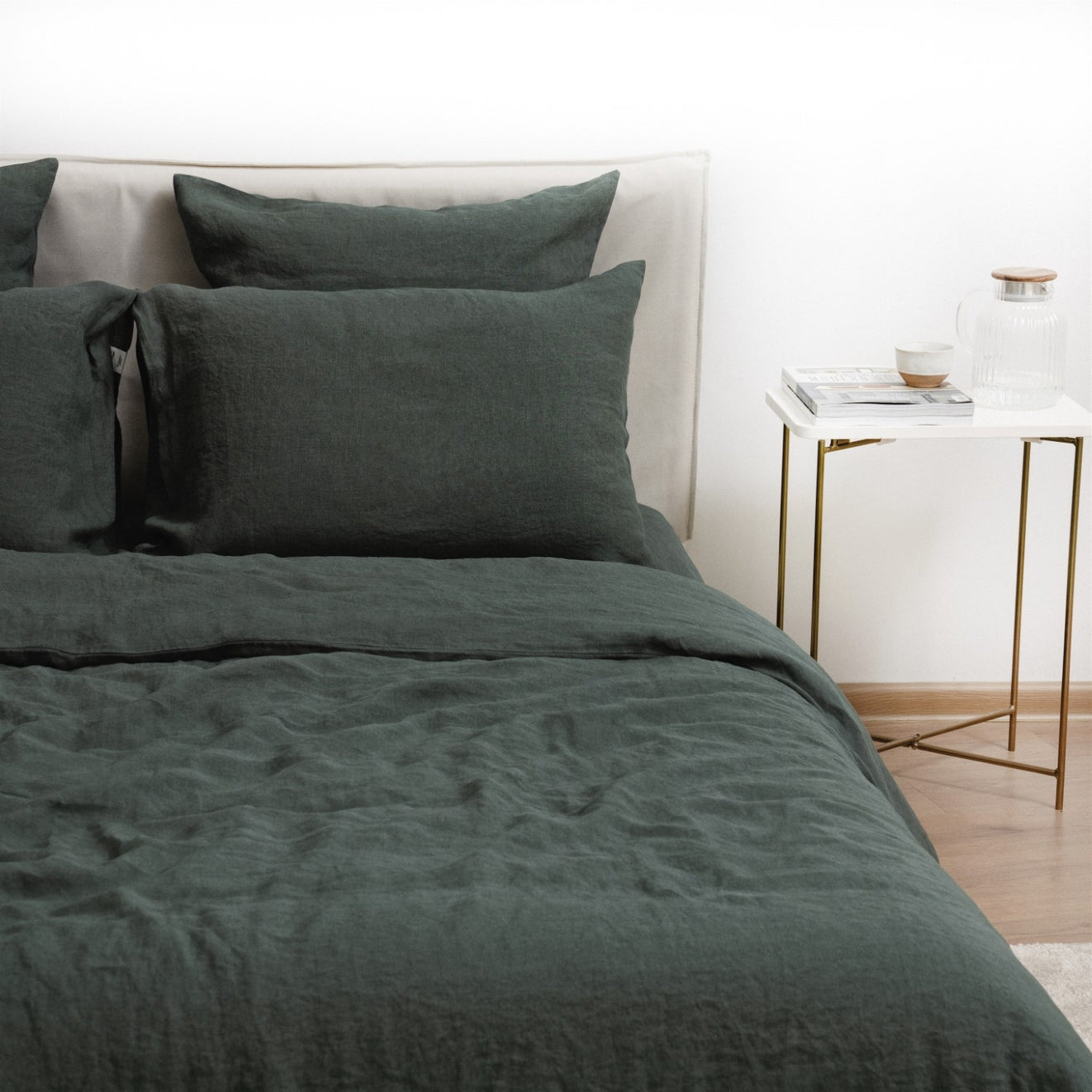 Pellava pussilakanasetti - Forest Green (Parivuode) - Linen Tales