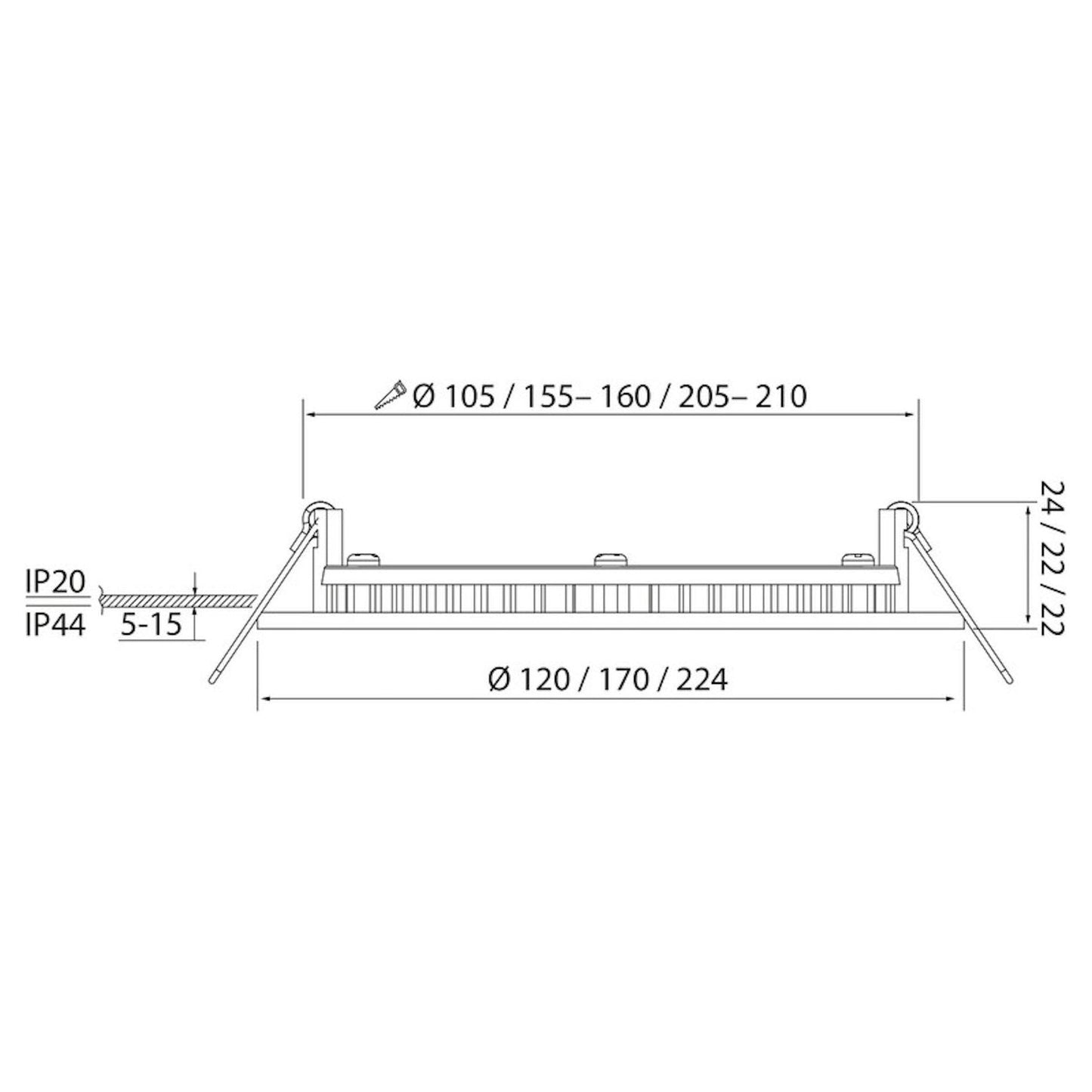 Alasvalo Airam Pro Flat R Duo 175, IP44, 12W, 1000lm, himmennettävä, valkoinen