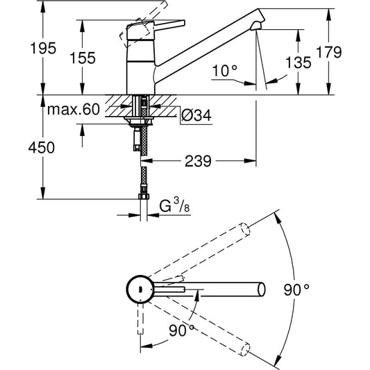 Keittiöhana Grohe Concetto PKV korkea C juoksuputki 31793000