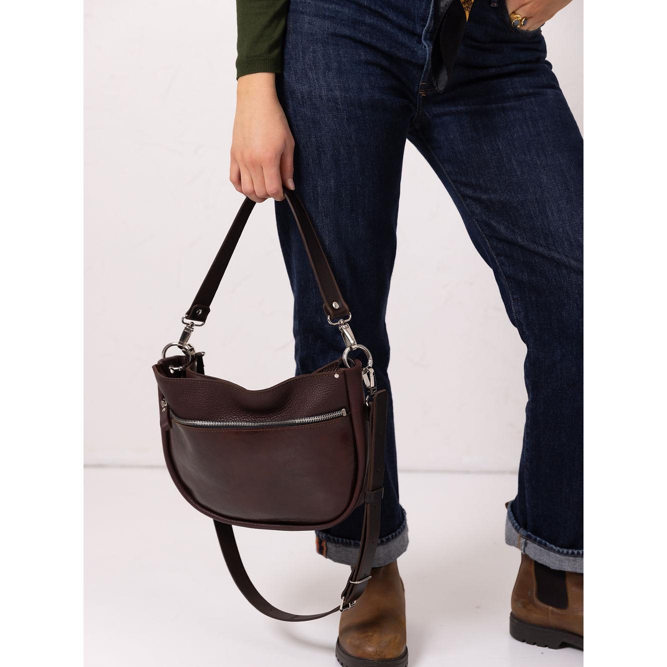 STELLA Leather Handbag - Brown & Cognac