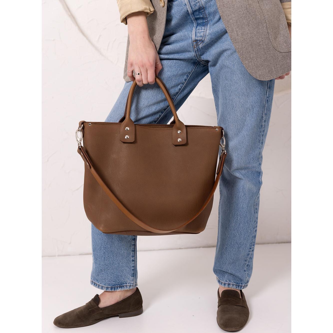 MIGLE Leather Handbag - Cappuccino
