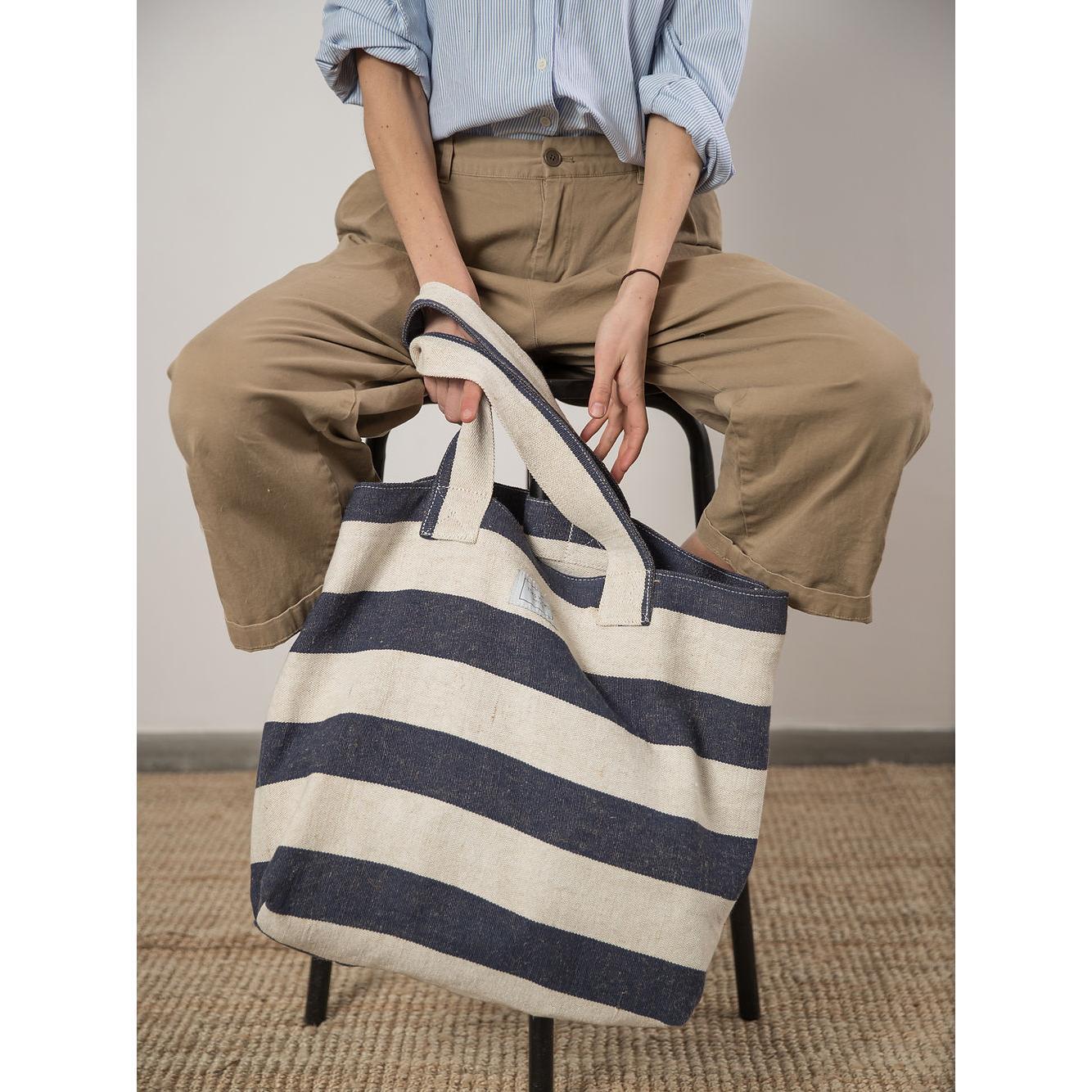 BEACH BAG - Reclaimed stripe canvas