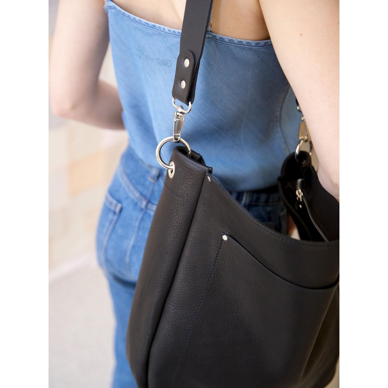 LULU Handbag with Front Pocket - Black