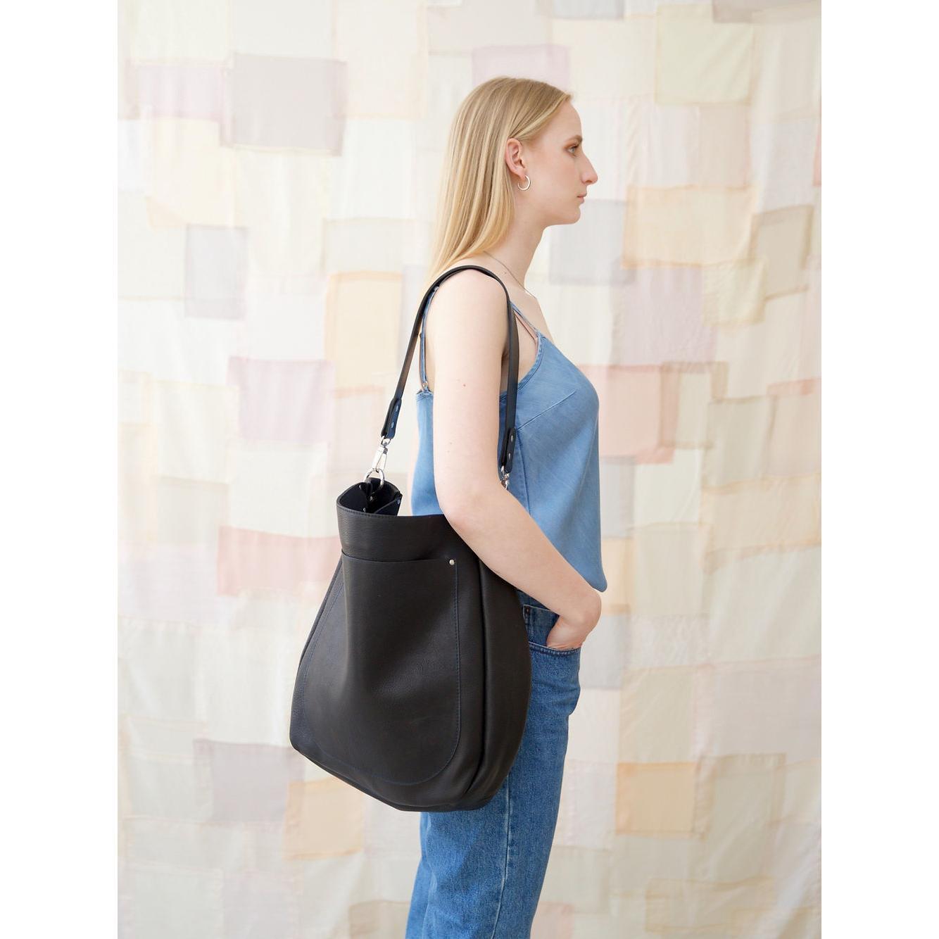 LULU Handbag with Front Pocket - Black