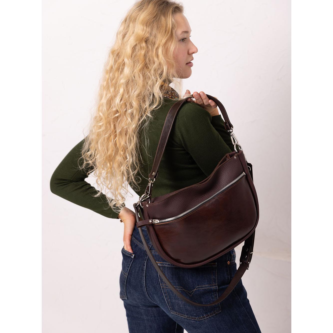 STELLA Leather Handbag - Brown & Cognac
