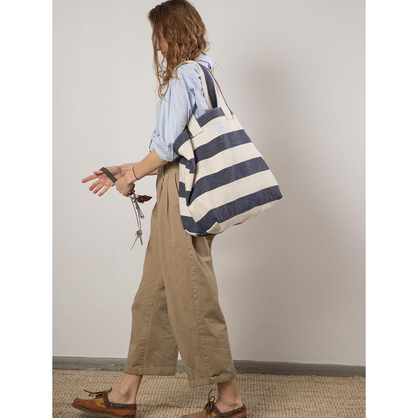 BEACH BAG - Reclaimed stripe canvas