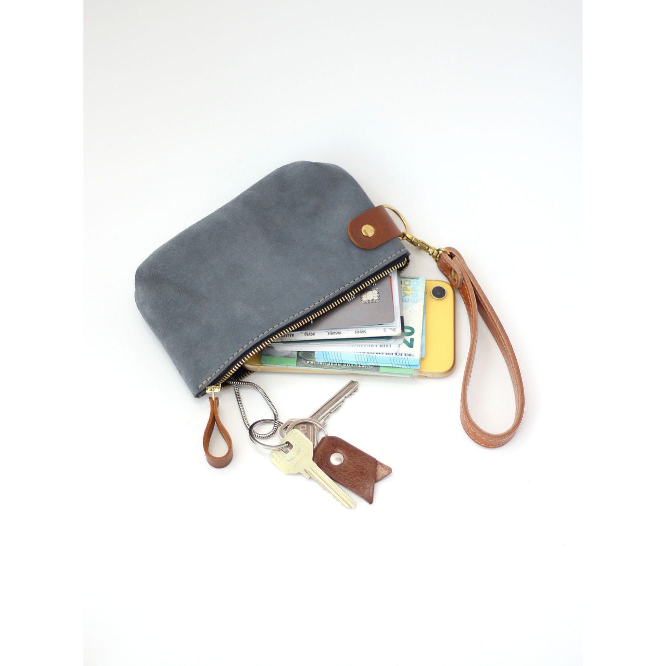 POUCH Wallet - Grey Suede