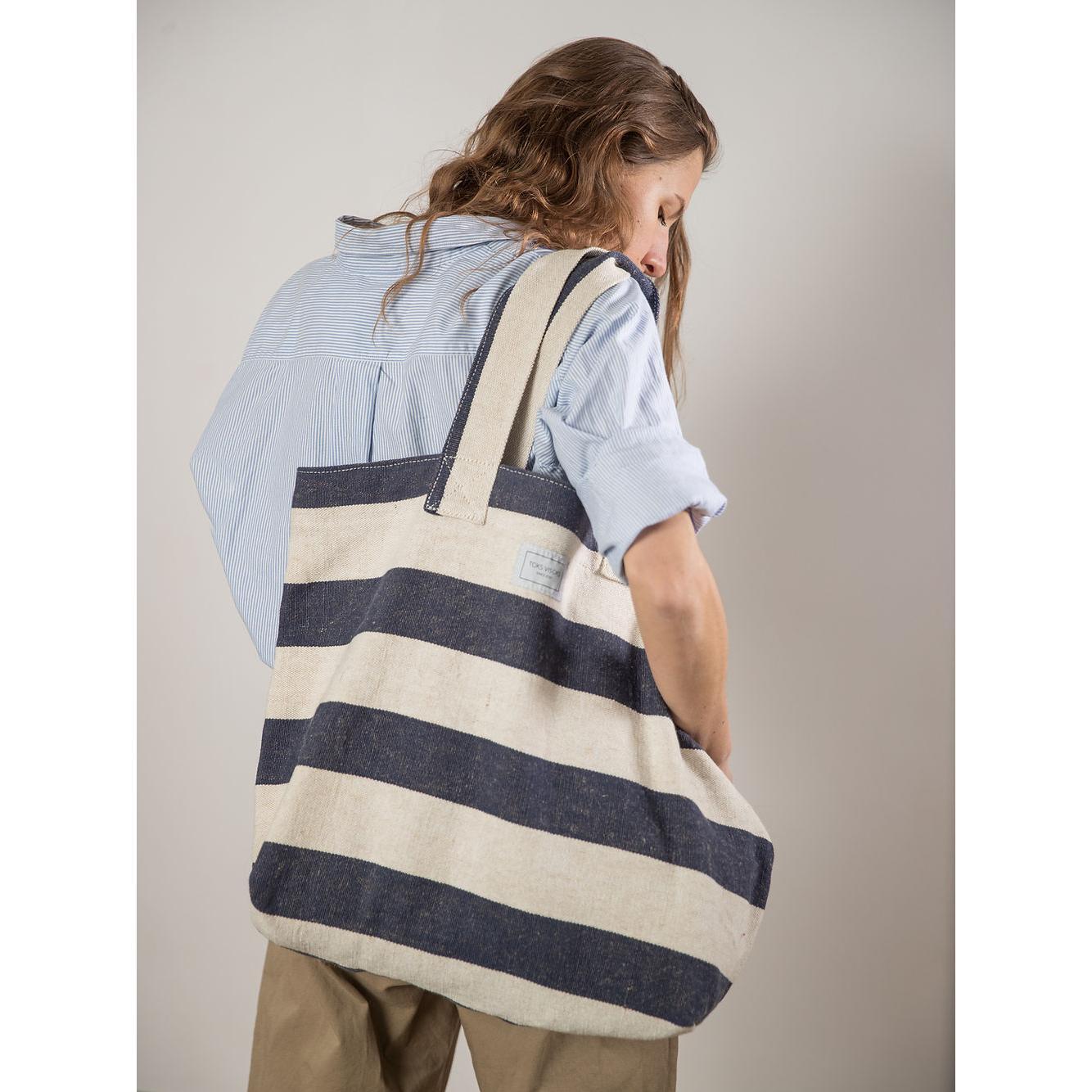 BEACH BAG - Reclaimed stripe canvas