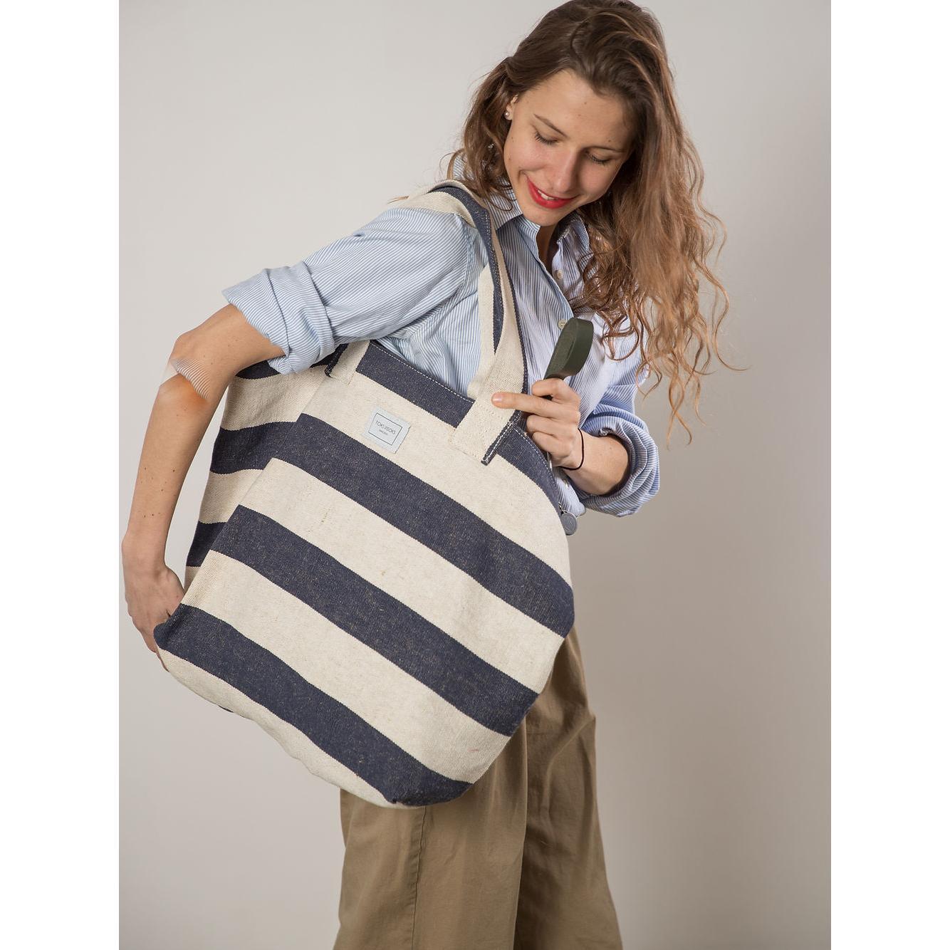 BEACH BAG - Reclaimed stripe canvas