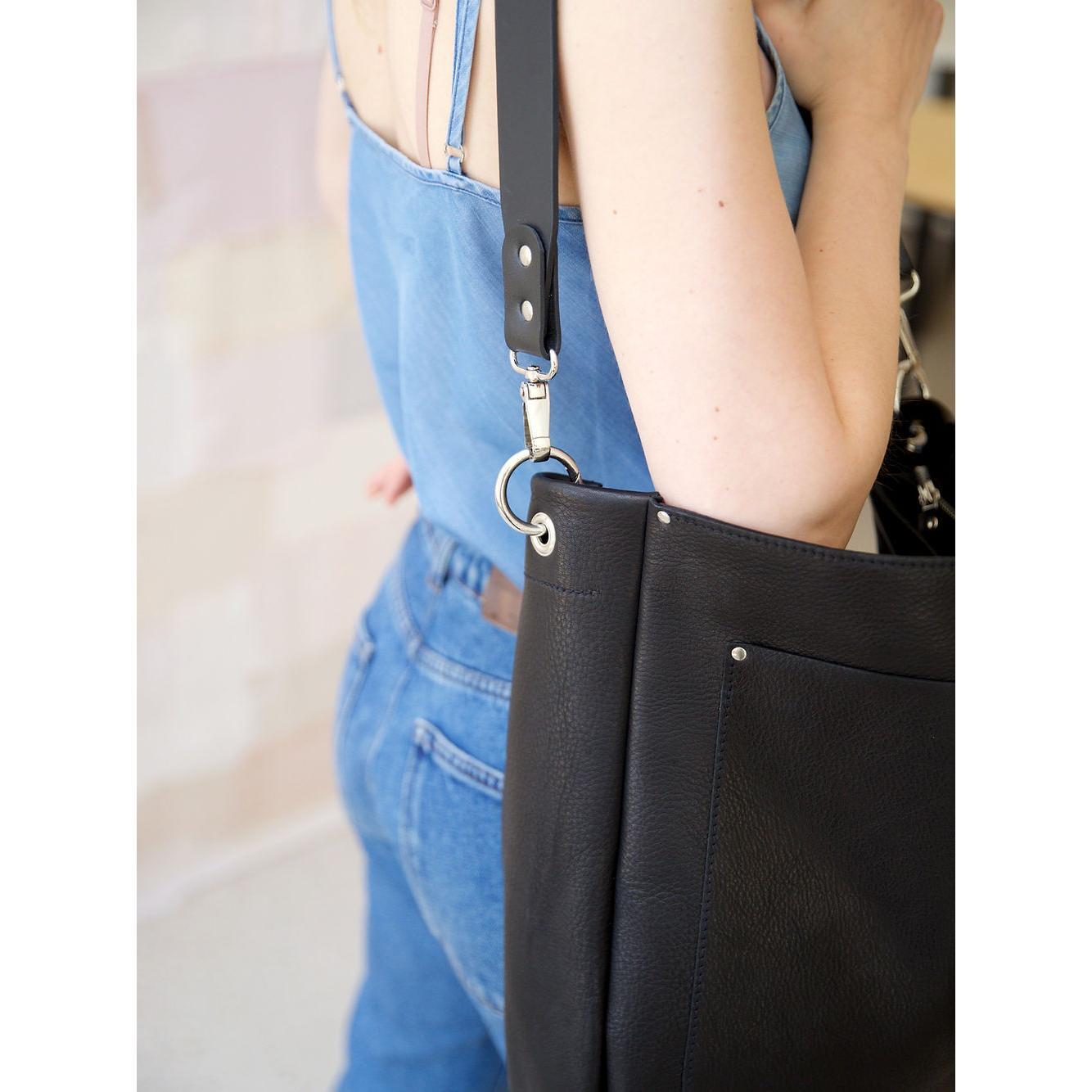 LULU Handbag with Front Pocket - Black