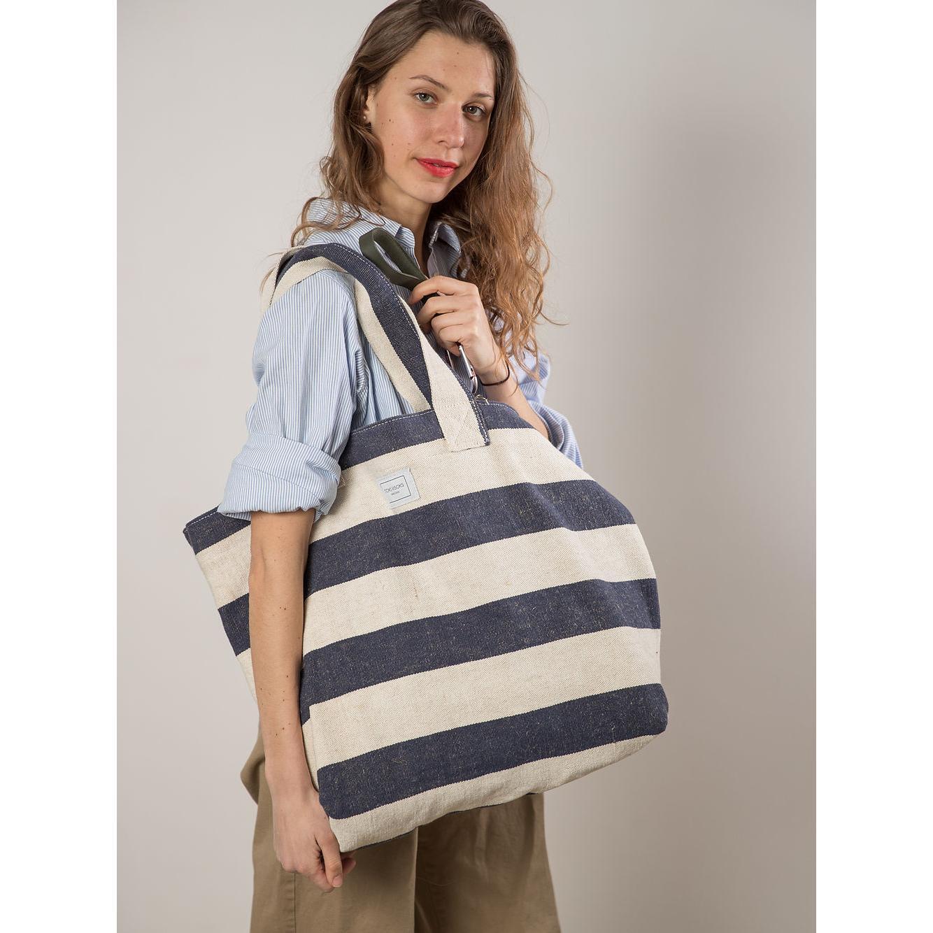 BEACH BAG - Reclaimed stripe canvas