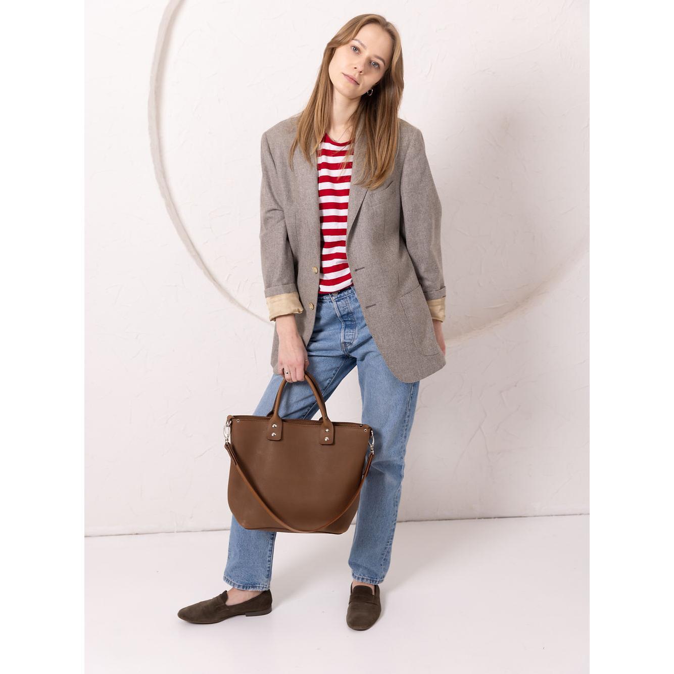 MIGLE Leather Handbag - Cappuccino