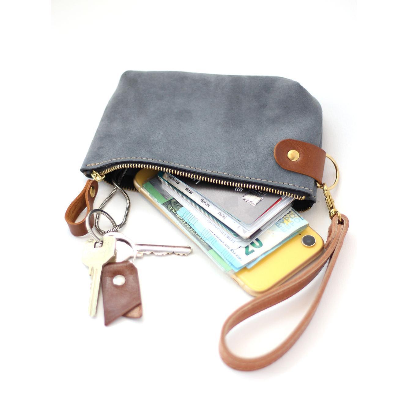 POUCH Wallet - Grey Suede