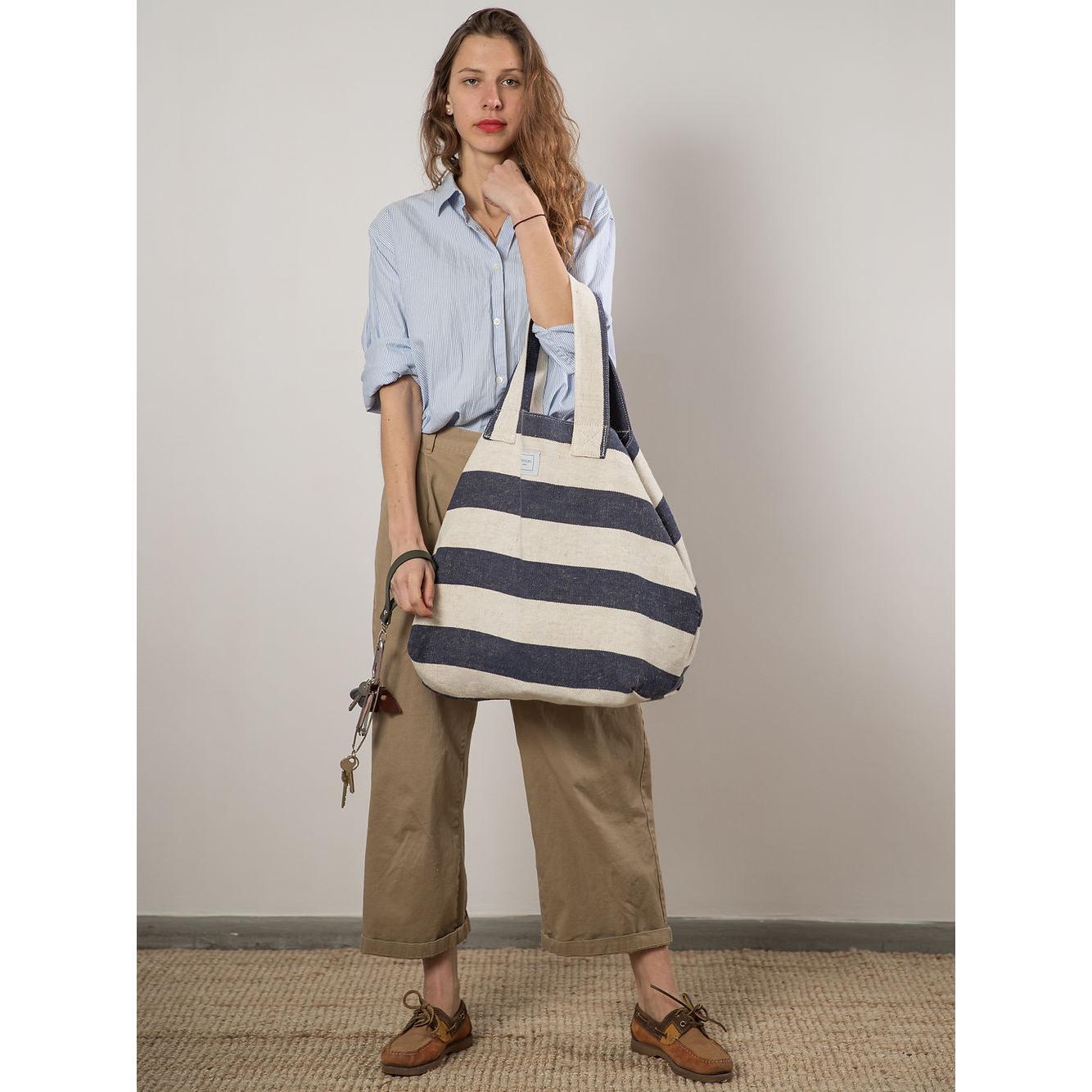 BEACH BAG - Reclaimed stripe canvas