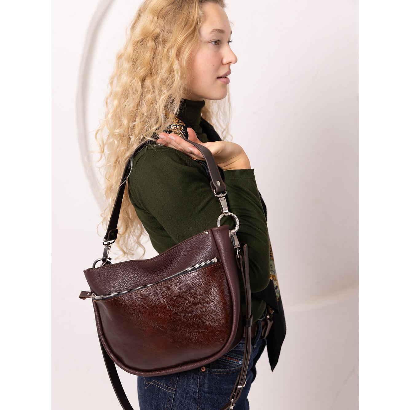 STELLA Leather Handbag - Brown & Cognac