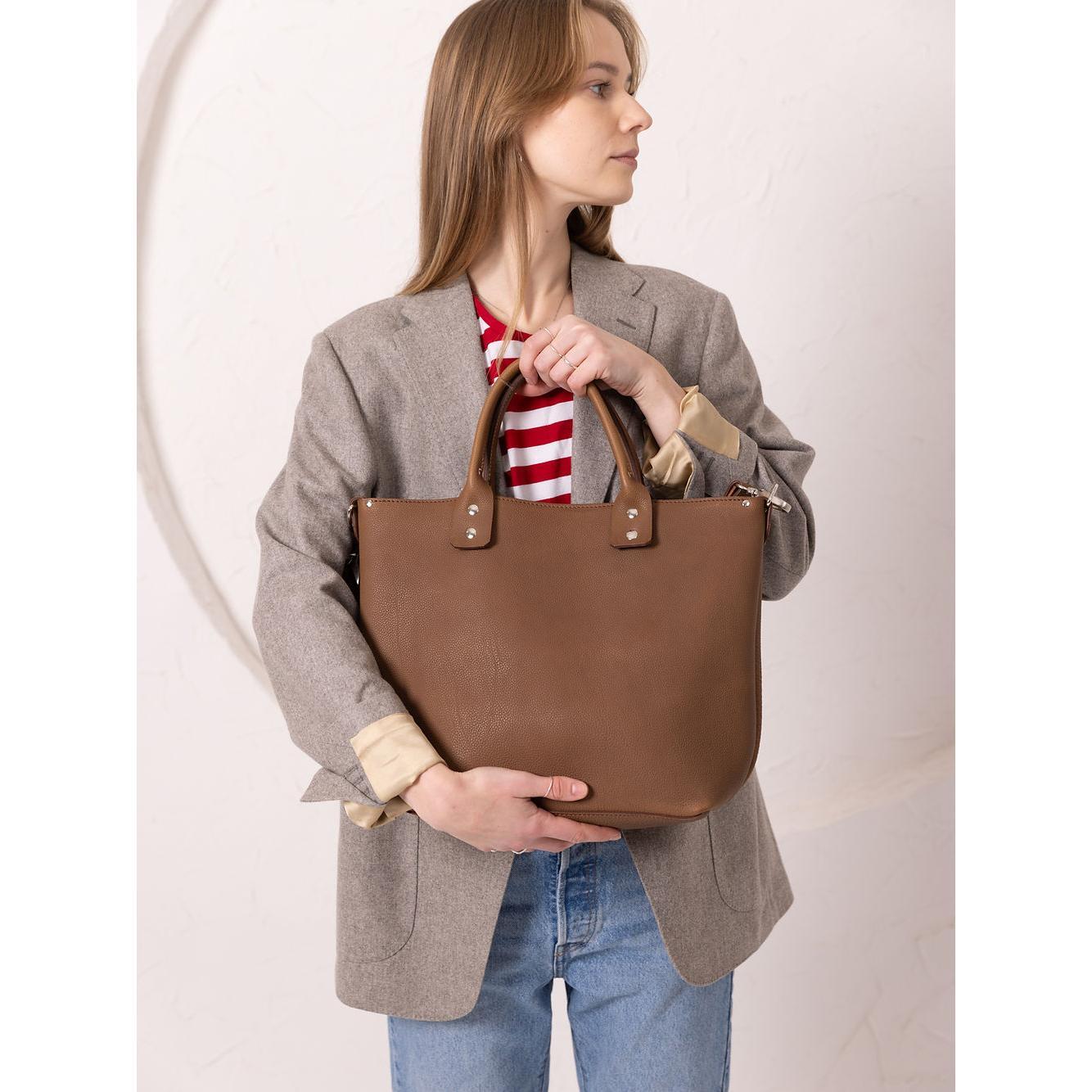 MIGLE Leather Handbag - Cappuccino