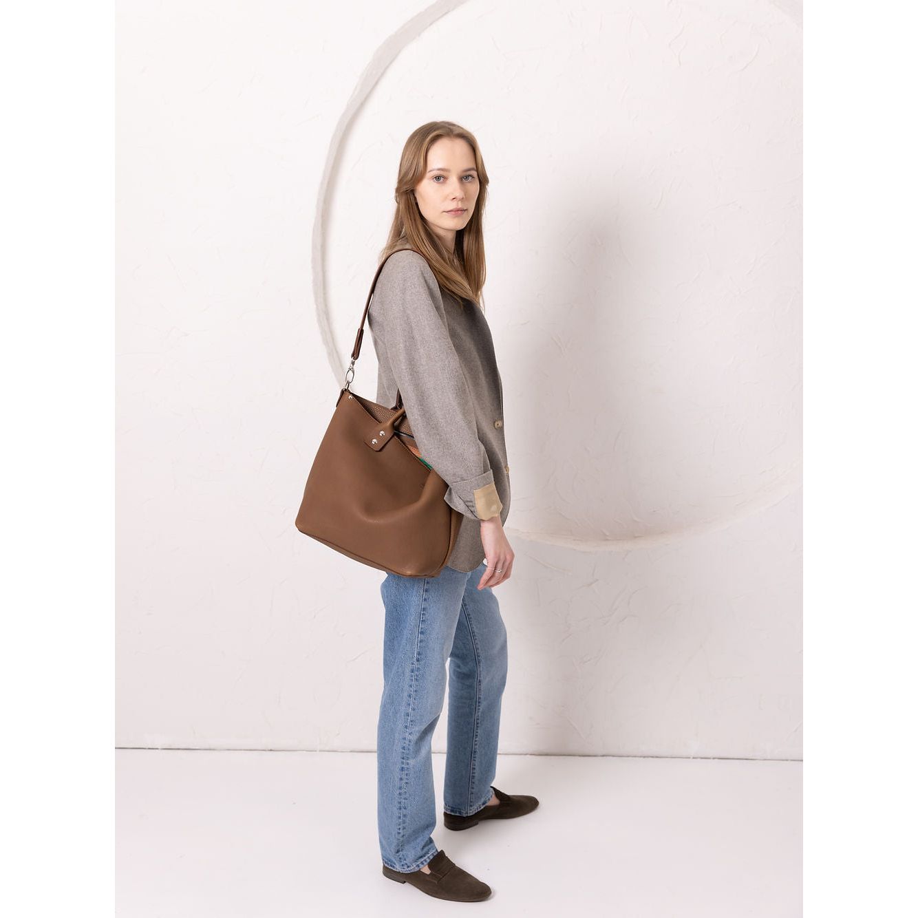 MIGLE Leather Handbag - Cappuccino