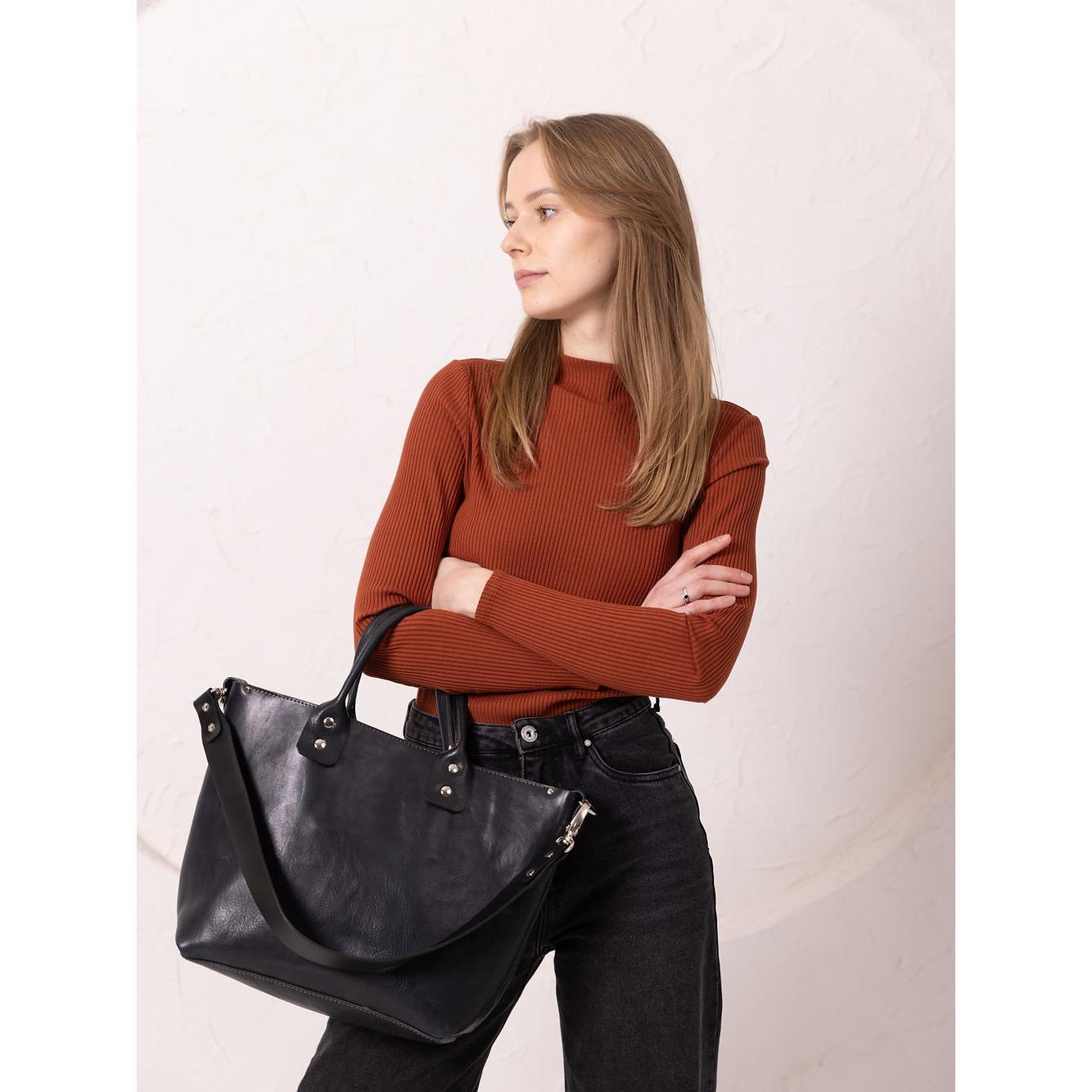MIGLE Leather Handbag - Dark Denim