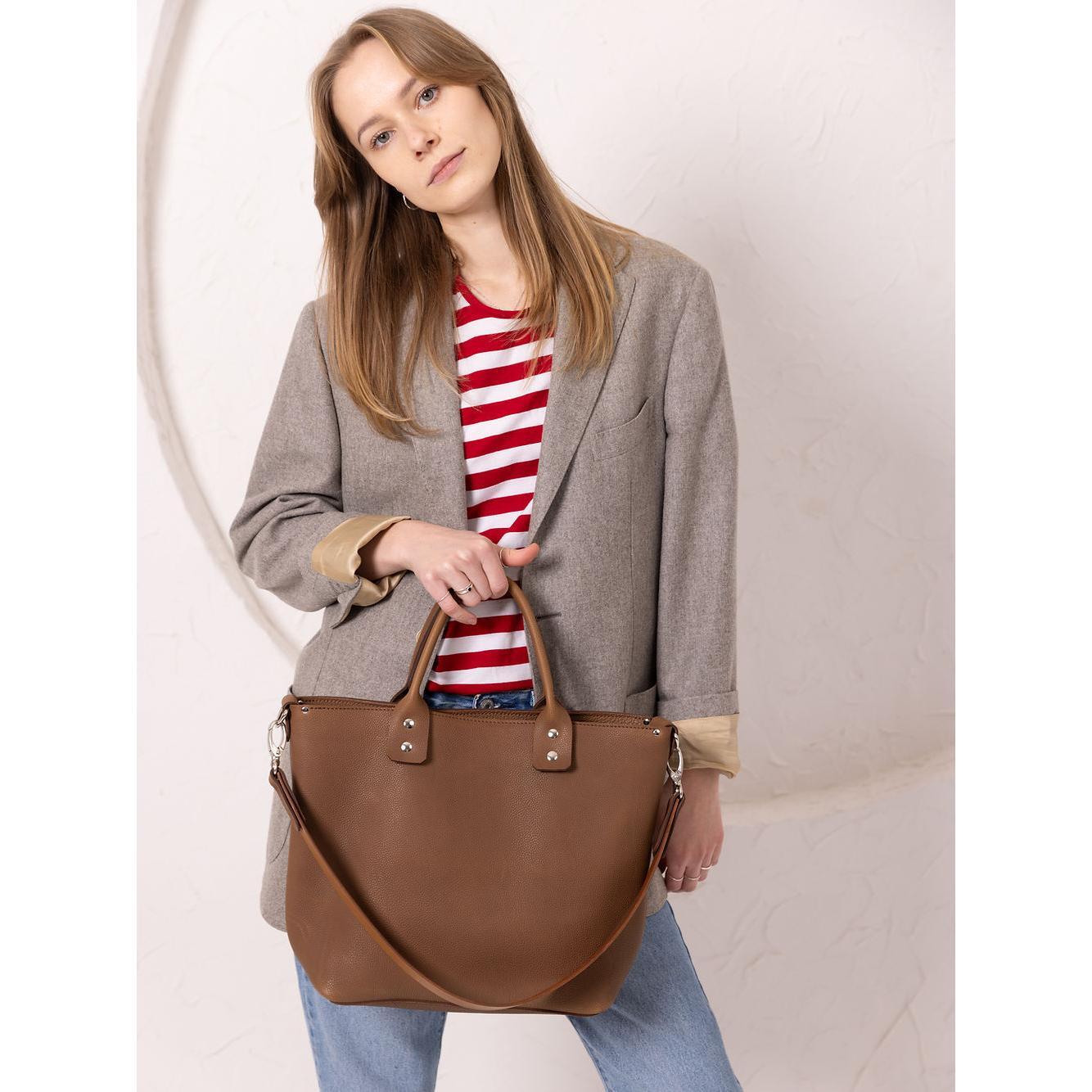 MIGLE Leather Handbag - Cappuccino