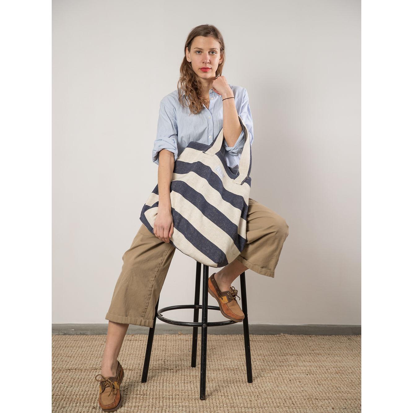 BEACH BAG - Reclaimed stripe canvas