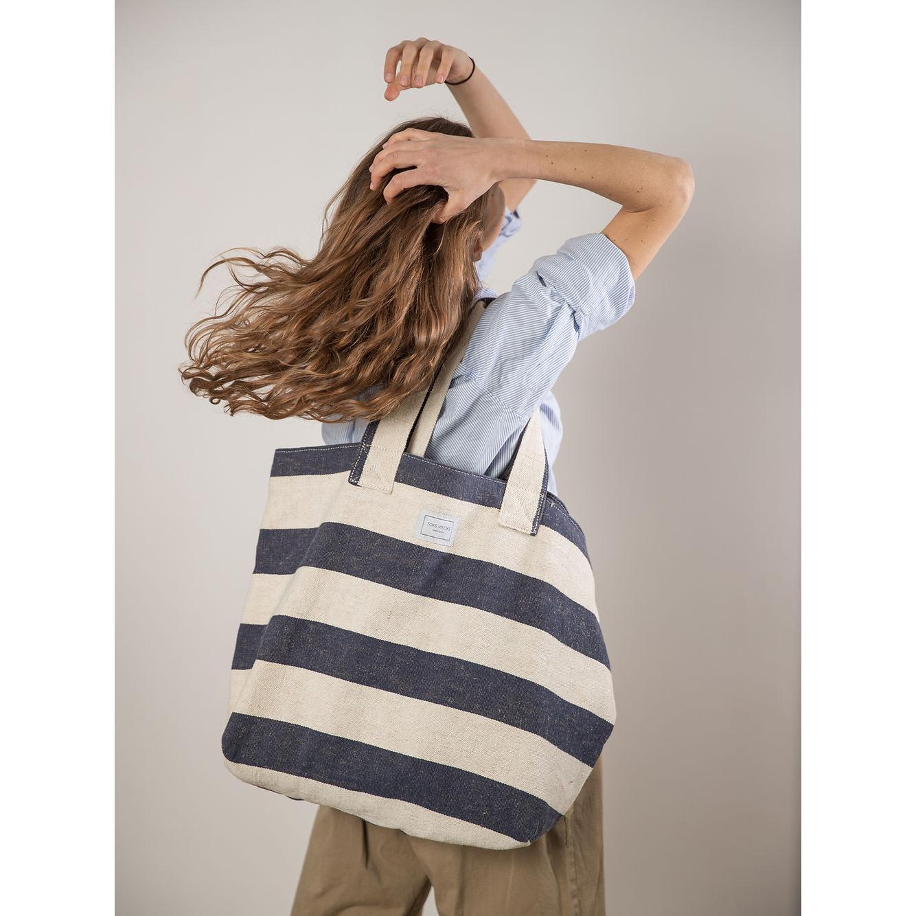 BEACH BAG - Reclaimed stripe canvas