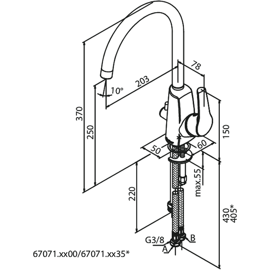 Keittiöhana pesukoneventtiilillä ROWAN kromi